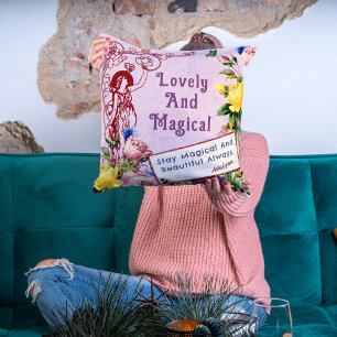 Coussin Fleurs vintages Fées Personnalisées Nom de salutat