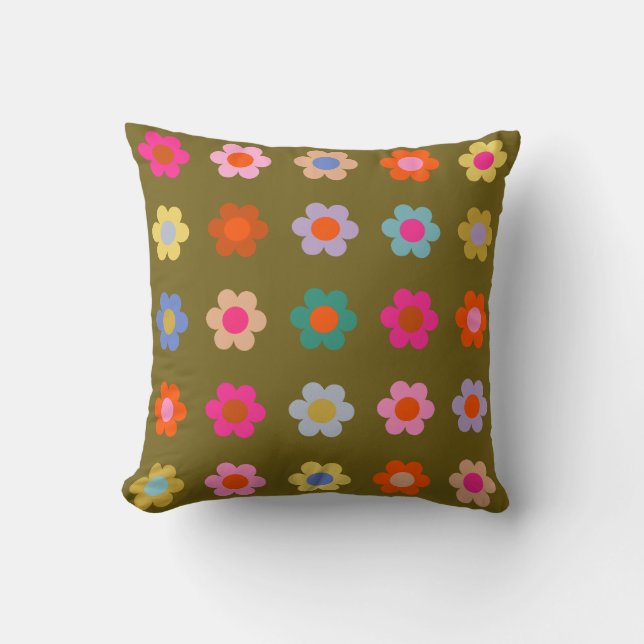 Coussin Fleurs vintages florales Abstraites rétro (Recto)