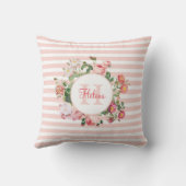 Coussin Fleurs vintages Pink Stripes Monogramme (Verso)