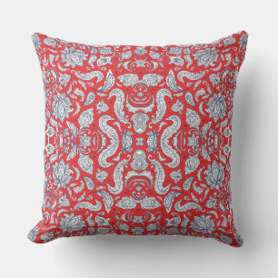 Coussin Fleurs vintages rouges mignons motif