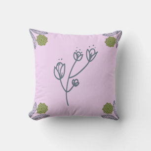 Coussin fleurs violettes