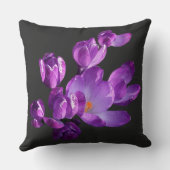 Coussin Fleurs violettes boho tendance noir moderne vintag (Verso)