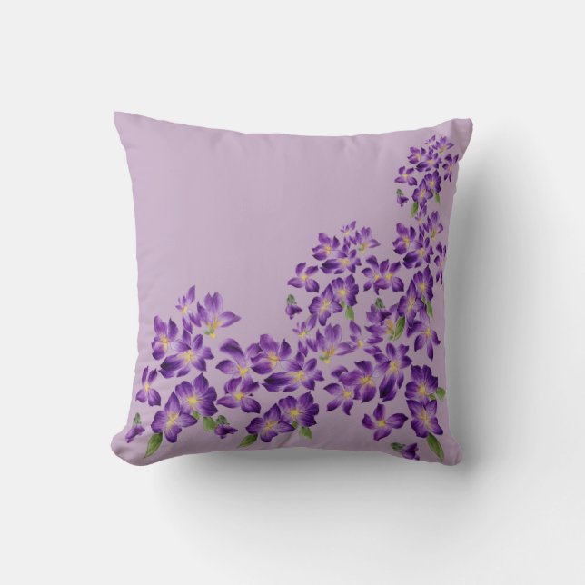 Coussin Fleurs violettes colorées et vibrantes Jetant l'or (Recto)