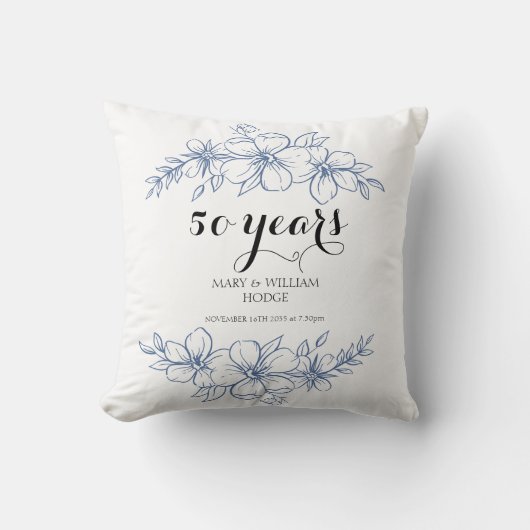 Coussin Fleurs violettes de lavande 50e anniversaire maria (Recto)