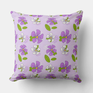 Coussin Fleurs violettes et blanches vibrantes