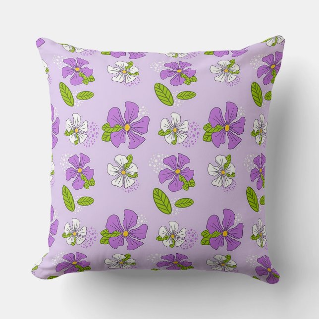 Coussin Fleurs violettes et blanches vibrantes (Recto)