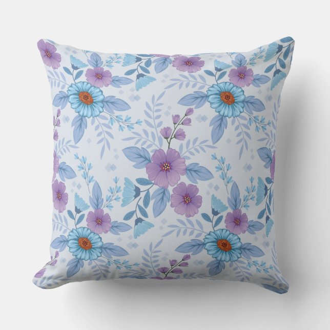 Coussin Fleurs violettes et bleues (Recto)