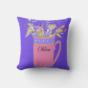 Coussin Fleurs Violettes Et Colorées Dans Une Mug Concepti