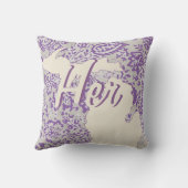 Coussin Fleurs violettes et grises personnalisées de l'Éta (Verso)