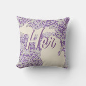 Coussin Fleurs violettes et grises personnalisées de l'Éta (Recto)