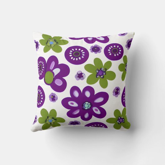 Coussin Fleurs violettes et vertes (Verso)