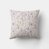 Coussin Fleurs violettes Étoiles d'or Lunes (Verso)