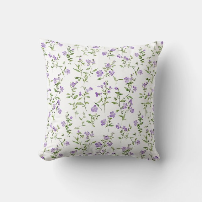 Coussin Fleurs violettes minimalistes (Recto)