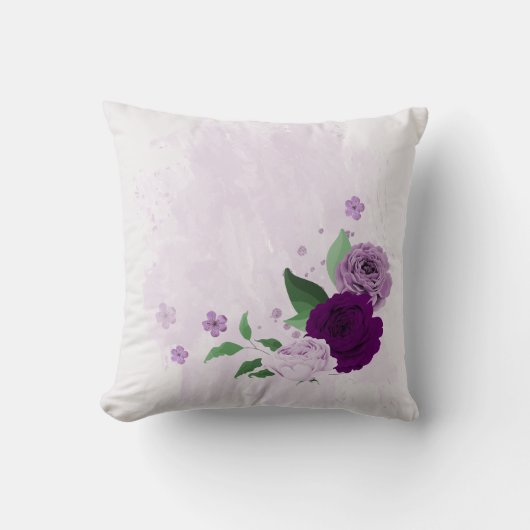Coussin fleurs violettes verdure (Recto)