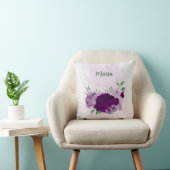 Coussin fleurs violettes verdure (Chaise)