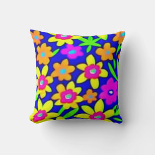 Coussin Fleurs vives et colorées