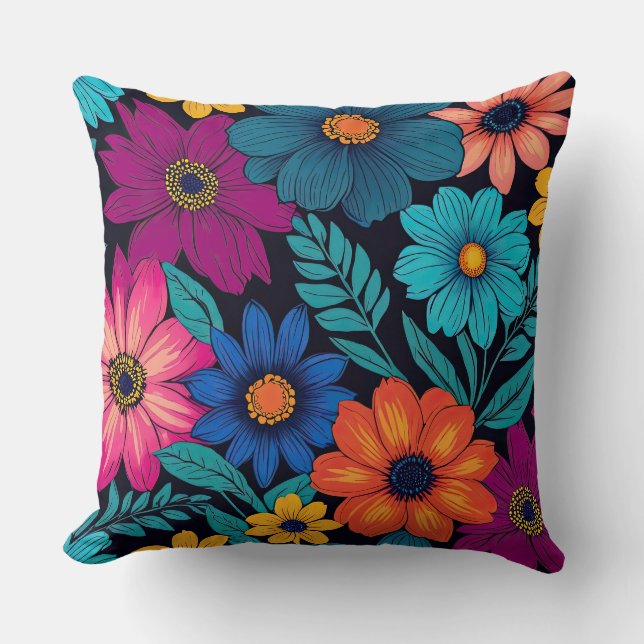 Coussin Fleurs vives et colorées (Recto)