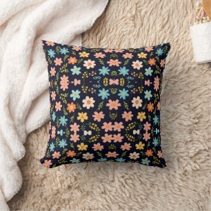 Coussin Fleurs Whimsmiques sur le Blackground de minuit