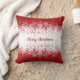 Coussin Flocon blanc rouge Noël