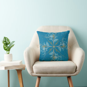 Coussin Flocon d'Arbre avec Bleu