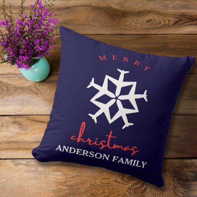 Coussin Flocon d'avion de Noël Photo drôle d'aviation  (Créateur téléchargé)