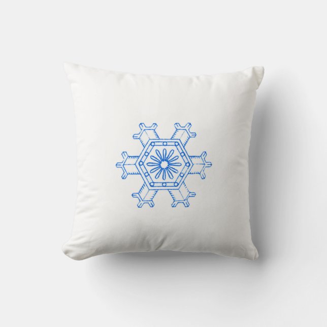 Coussin Flocon de neige bleu (Recto)
