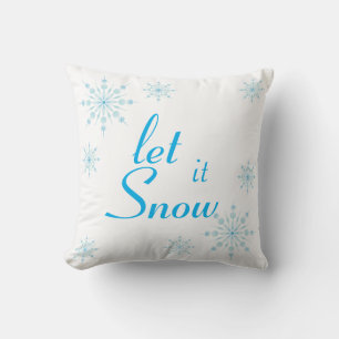 Coussin Flocon de neige bleu décoratif laisse neiger