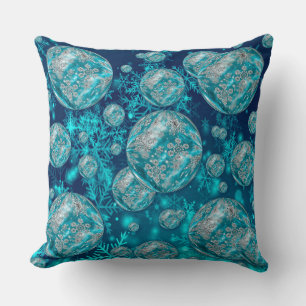 Coussin Flocon de neige bleu gelé Bulles de vacances Jeu d