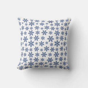 Coussin Flocon de neige bleu gelé Hiver Accueil Décor cade