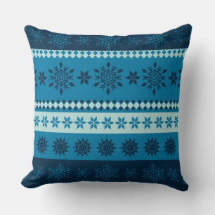 Coussin Flocon de neige bleu hiver Noël