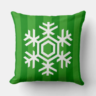 Coussin Flocon de neige classique et élégant à rayures rou