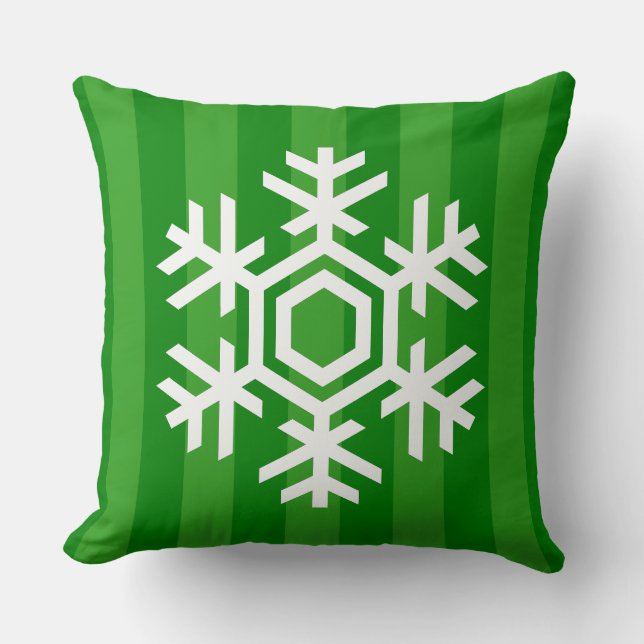 Coussin Flocon de neige classique et élégant à rayures rou (Recto)