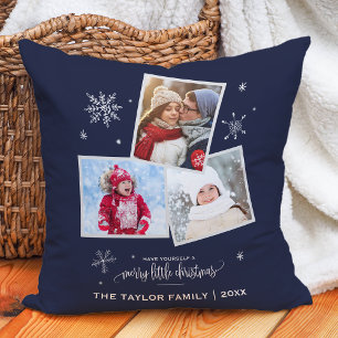 Coussin Flocon de neige de marine Noël de 3 photos