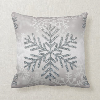 Coussin Flocon de neige de vacances avec Parties scintilla