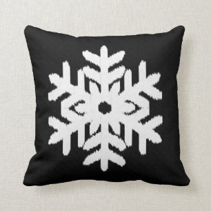 Coussin Flocon de neige d'Ikat - noir et blanc