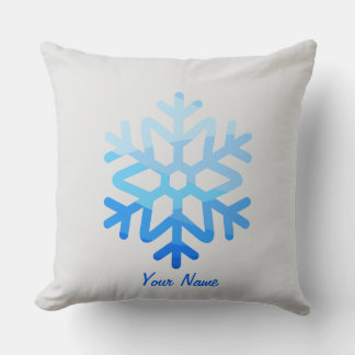 Coussin Flocon de neige esthétique personnalisé bleu clair