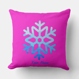 Coussin Flocon de neige esthétique personnalisé bleu clair