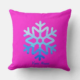 Coussin Flocon de neige esthétique personnalisé bleu clair