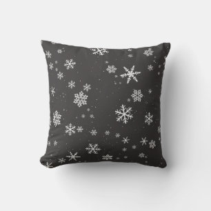 Coussin Flocon de neige gris foncé Motif hiver