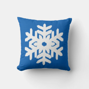 Coussin Flocon de neige Ikat - Bleu cobalt et blanc