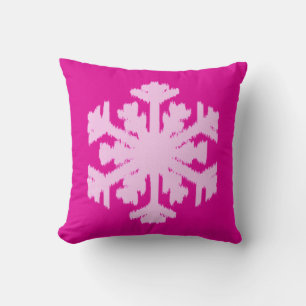 Coussin Flocon de neige Ikat - Fuchsia et rose glace