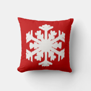 Coussin Flocon de neige Ikat - Rouge foncé et blanc