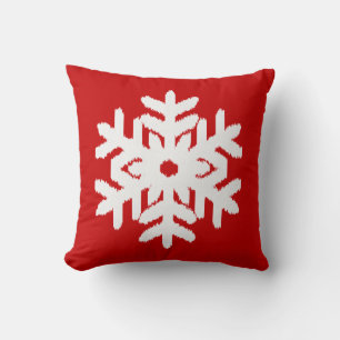 Coussin Flocon de neige Ikat - Rouge foncé et blanc