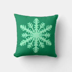 Coussin Flocon de neige Ikat - Vert pin et menthe