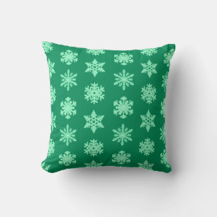 Coussin Flocon de neige Ikat - Vert pin et menthe