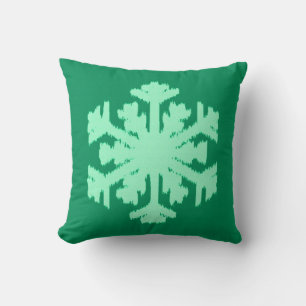 Coussin Flocon de neige Ikat - Vert pin et menthe