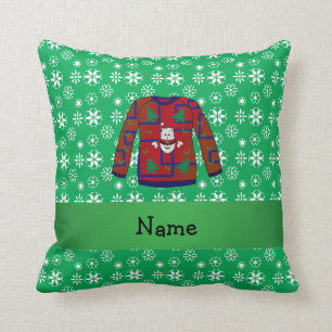 Coussin Flocon de neige laid nommé personnalisé de