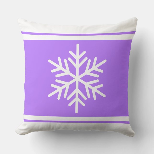 Coussin Flocon de neige nordique sport léger violet blanc  (Recto)