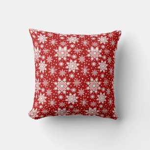 Coussin Flocon de neige rouge et blanc Motif classique de