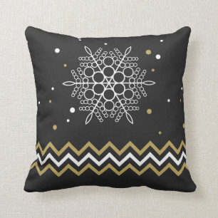 Coussin Flocon de Noël et rayure de chevron
